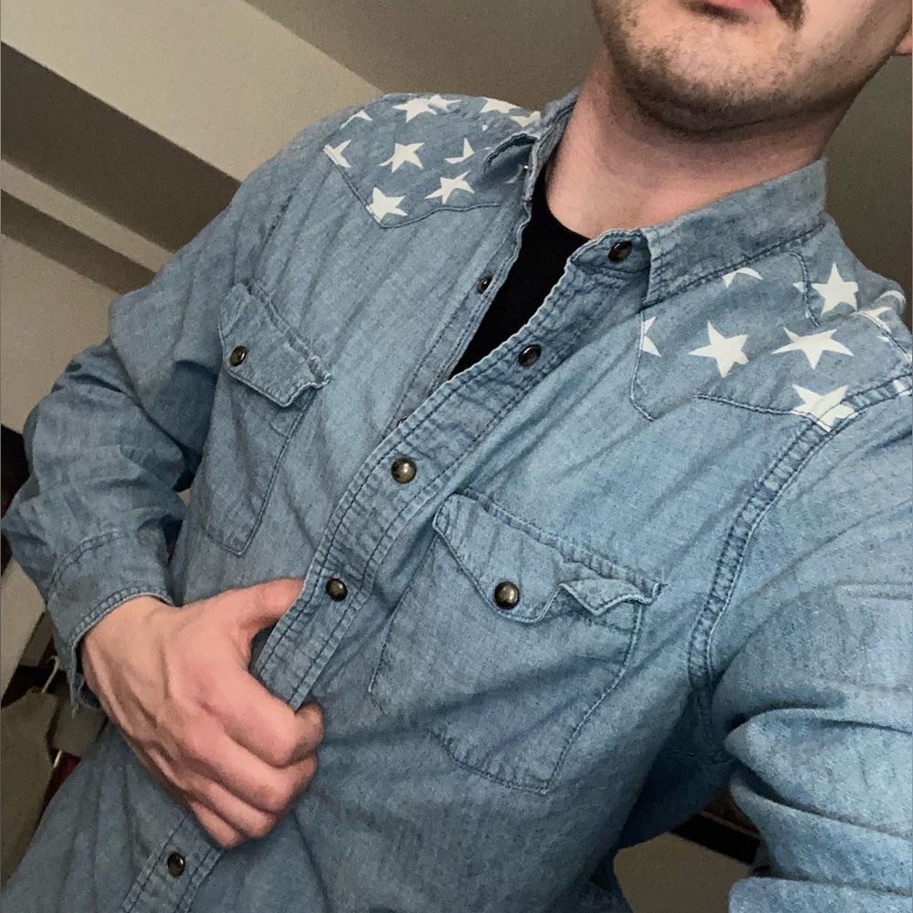 Jean Star Spangled Button Up